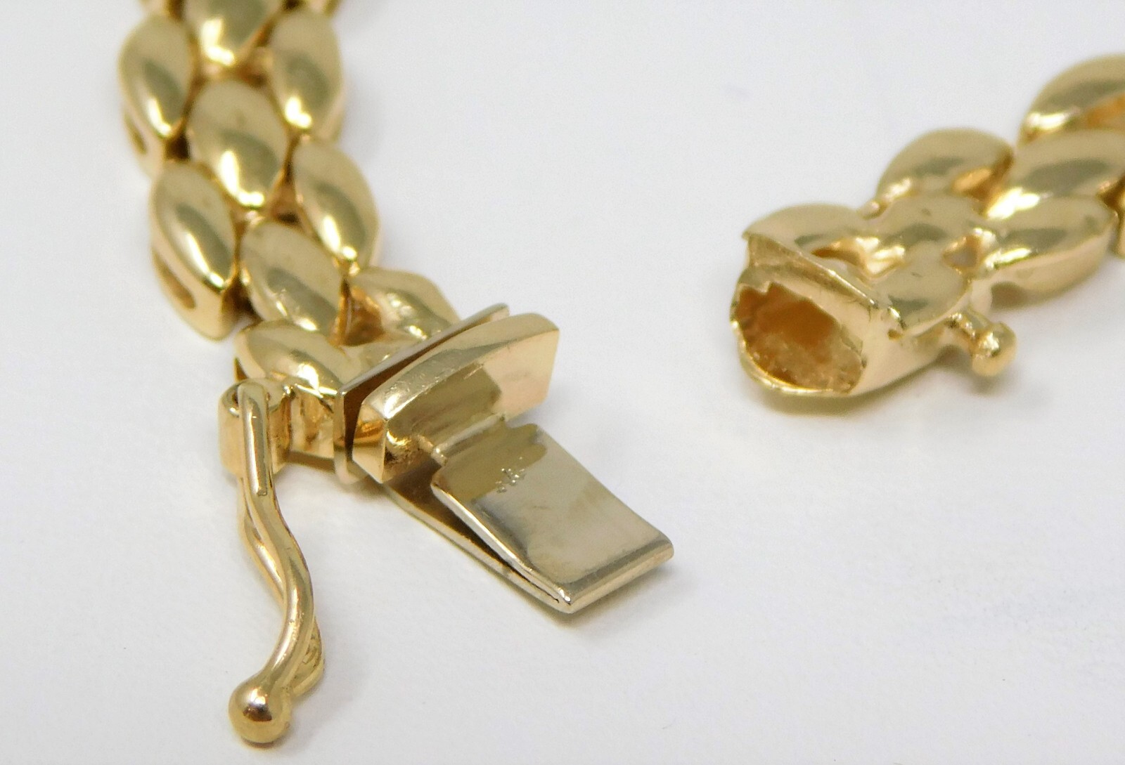 14 kt Yellow Gold DIAMOND Ribbon Motif Brick Link Choker Necklace 16.5″ B4995