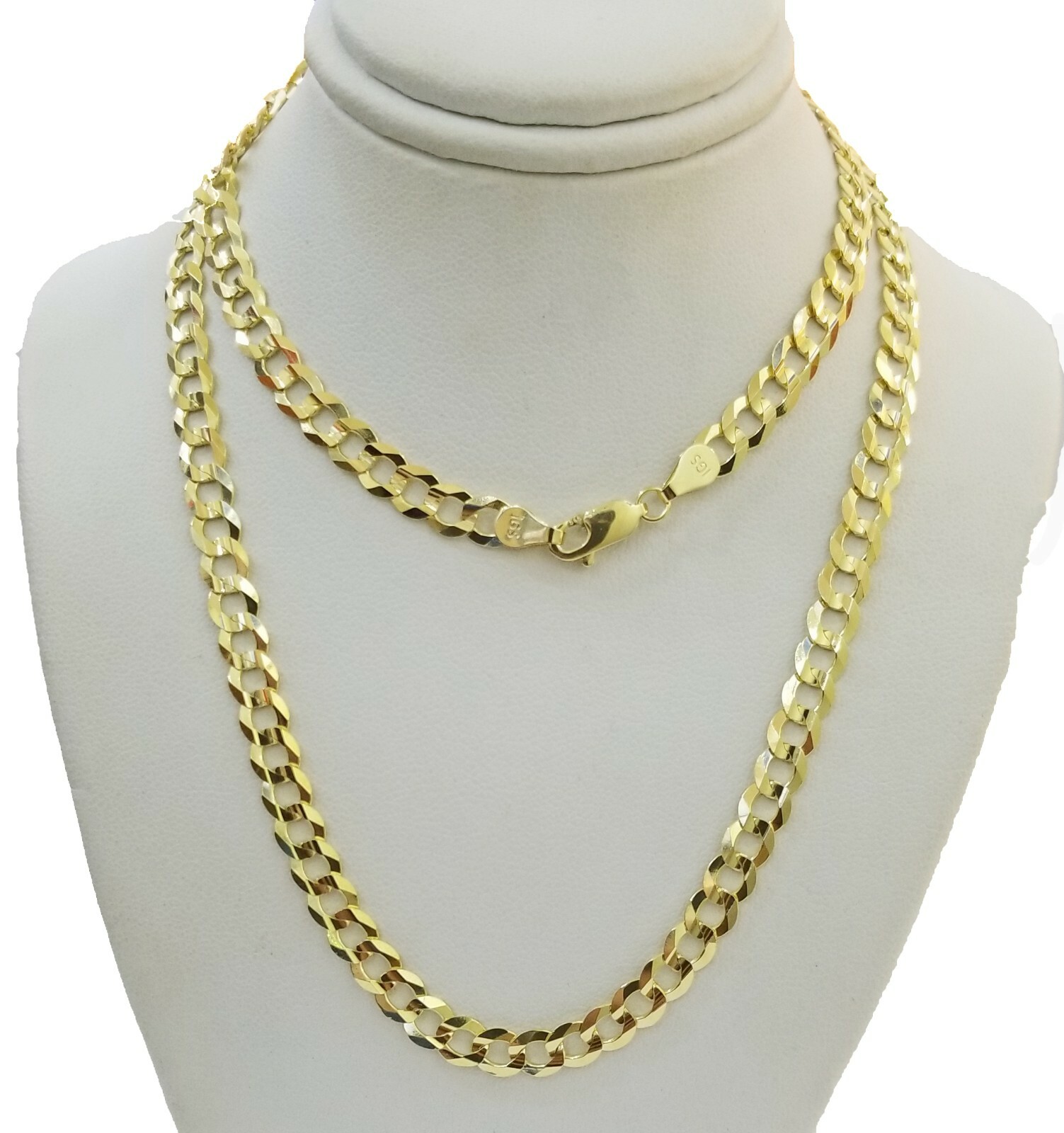 Real 14K Yellow Gold Cuban Link Chain Necklace 6mm 20″ 22″ 24″ 26″ 28″ Solid 14k