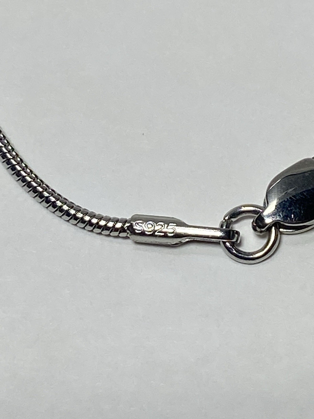 Silver Snake Chain Necklace, marked 925, Lobster Clasp 20”long