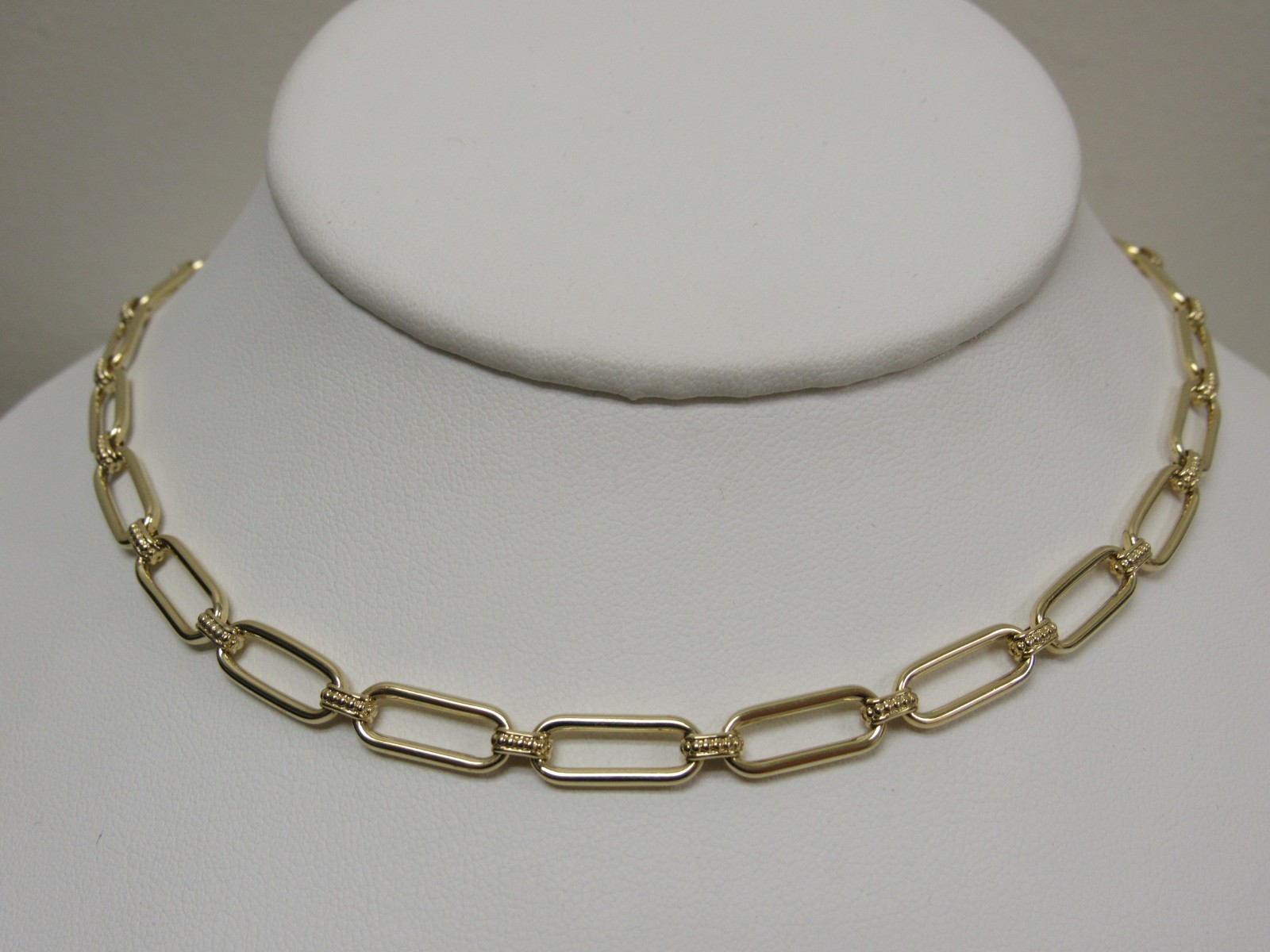 Designer LAGOS 18K Signature Caviar Gold Oval Link Necklace, 18″ Length