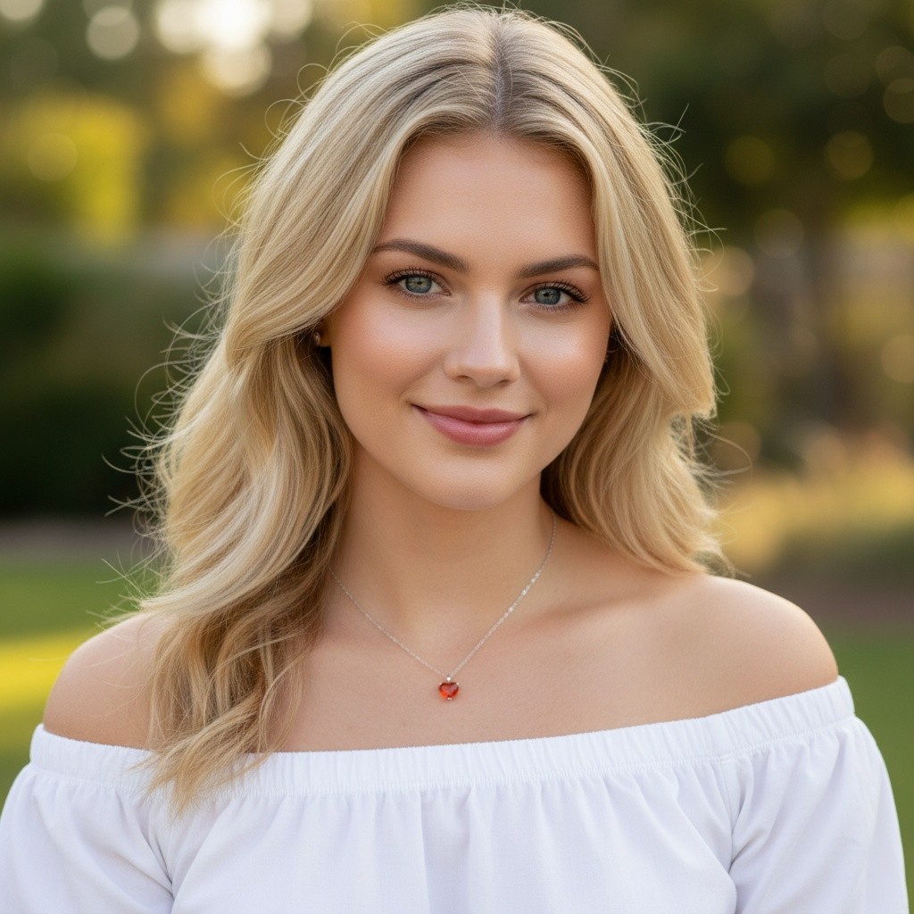 925 Sterling Silver Necklace 6mm Heart Red Natural Zircon Gemstone Chain Gift