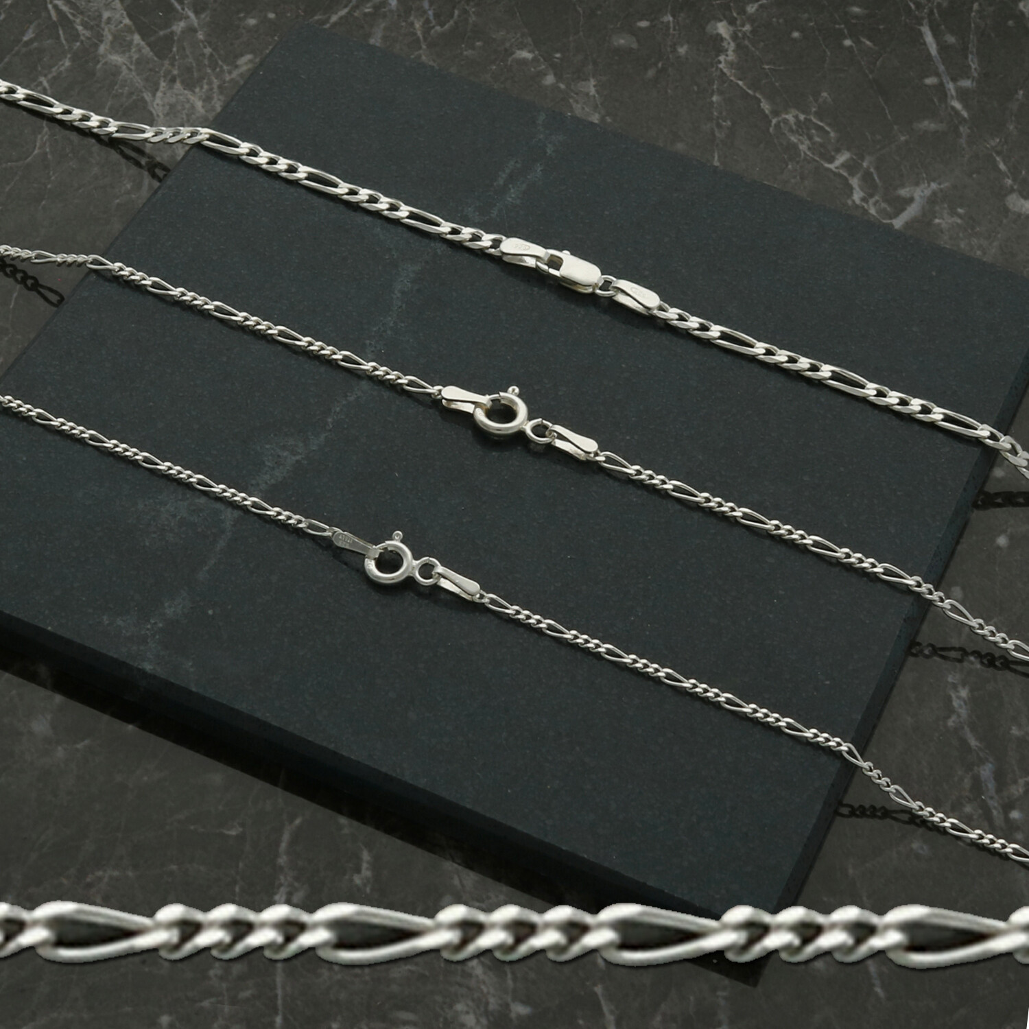 Sterling Silver 16 18 20 22 24 26 28 30″ Inch Figaro Link Chain Necklace Gift