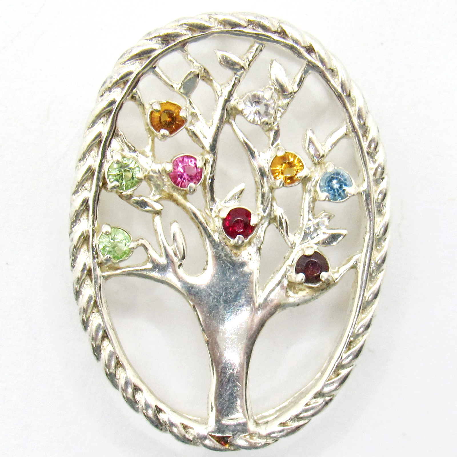 STERLING SILVER .925 LOVE TREE OF LIFE FAMILY MULTIPLE GEM BIRTHSTONES PENDANT