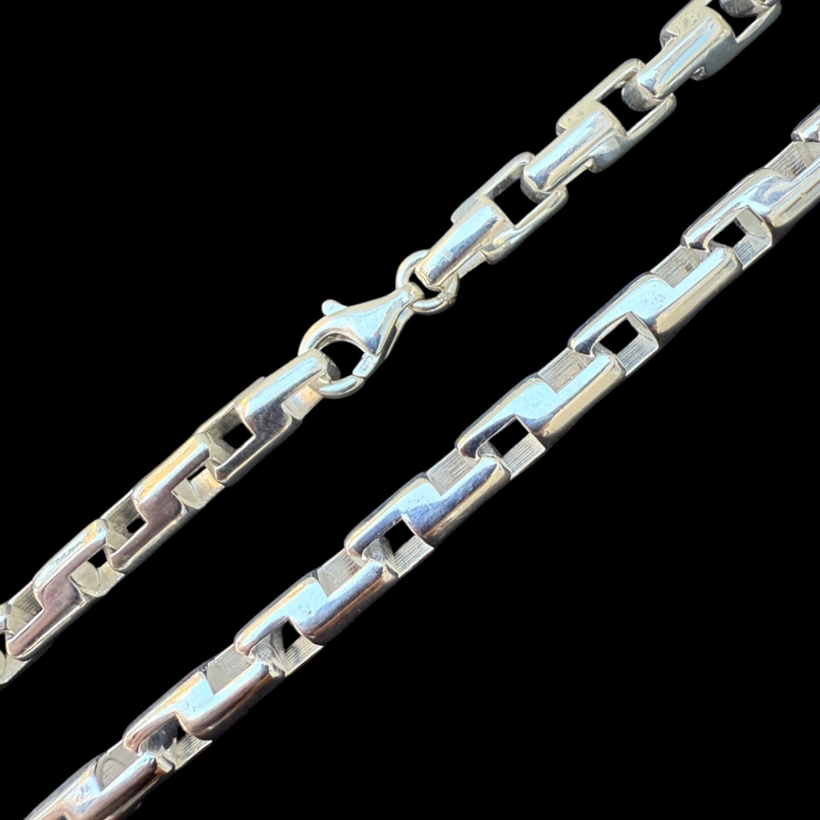 Real 925 Sterling Silver Handmade Custom 6mm Bullet Rolo Chain Necklace 18-28″