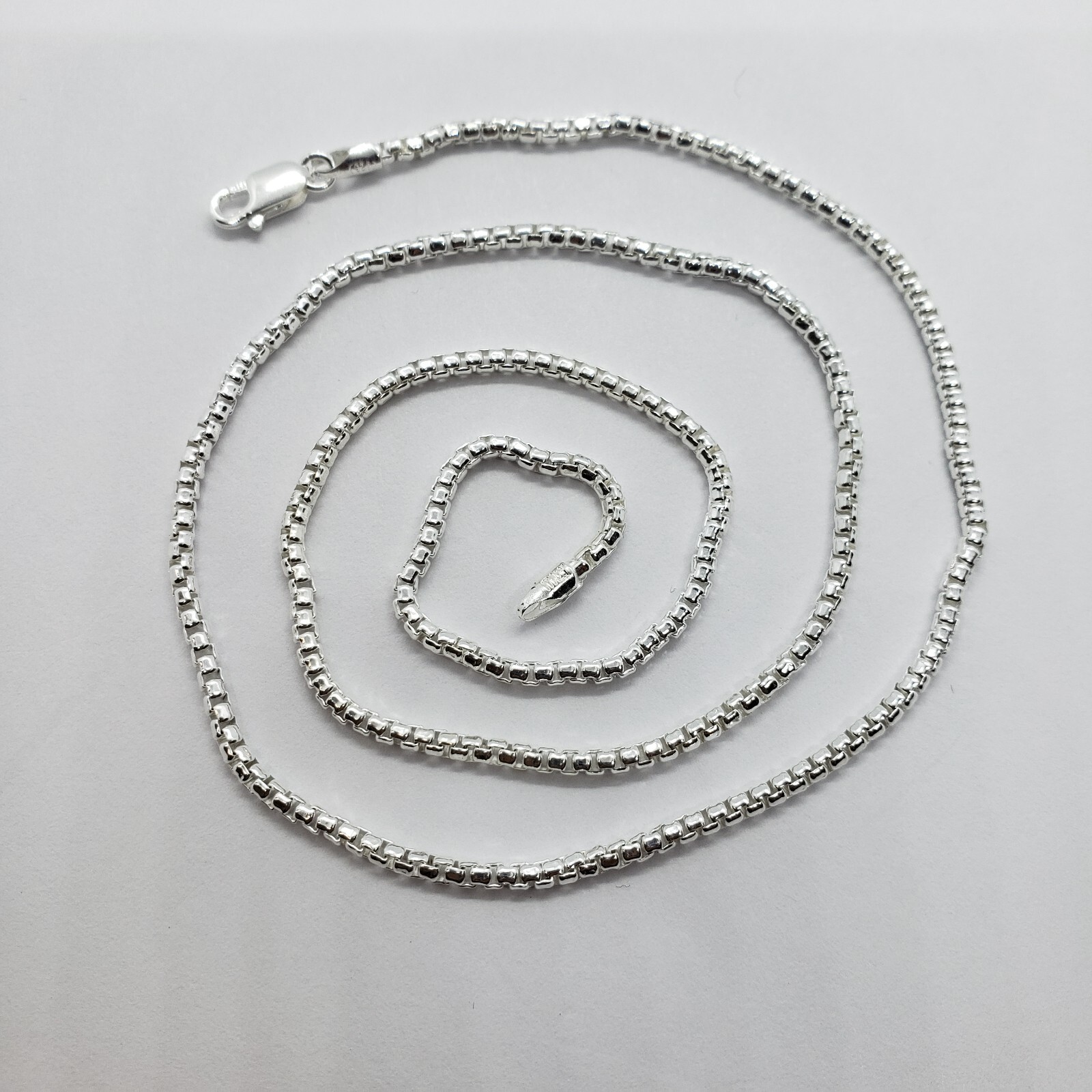 925 Sterling Silver Round Box Chain Necklace High Quality 2mm 16″-30″