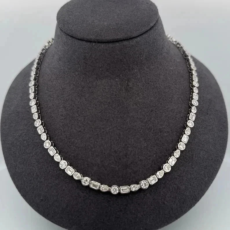 20TCW Multi Shape Lab Created Diamond Tennis Bracelet 925 Sterlig Silver