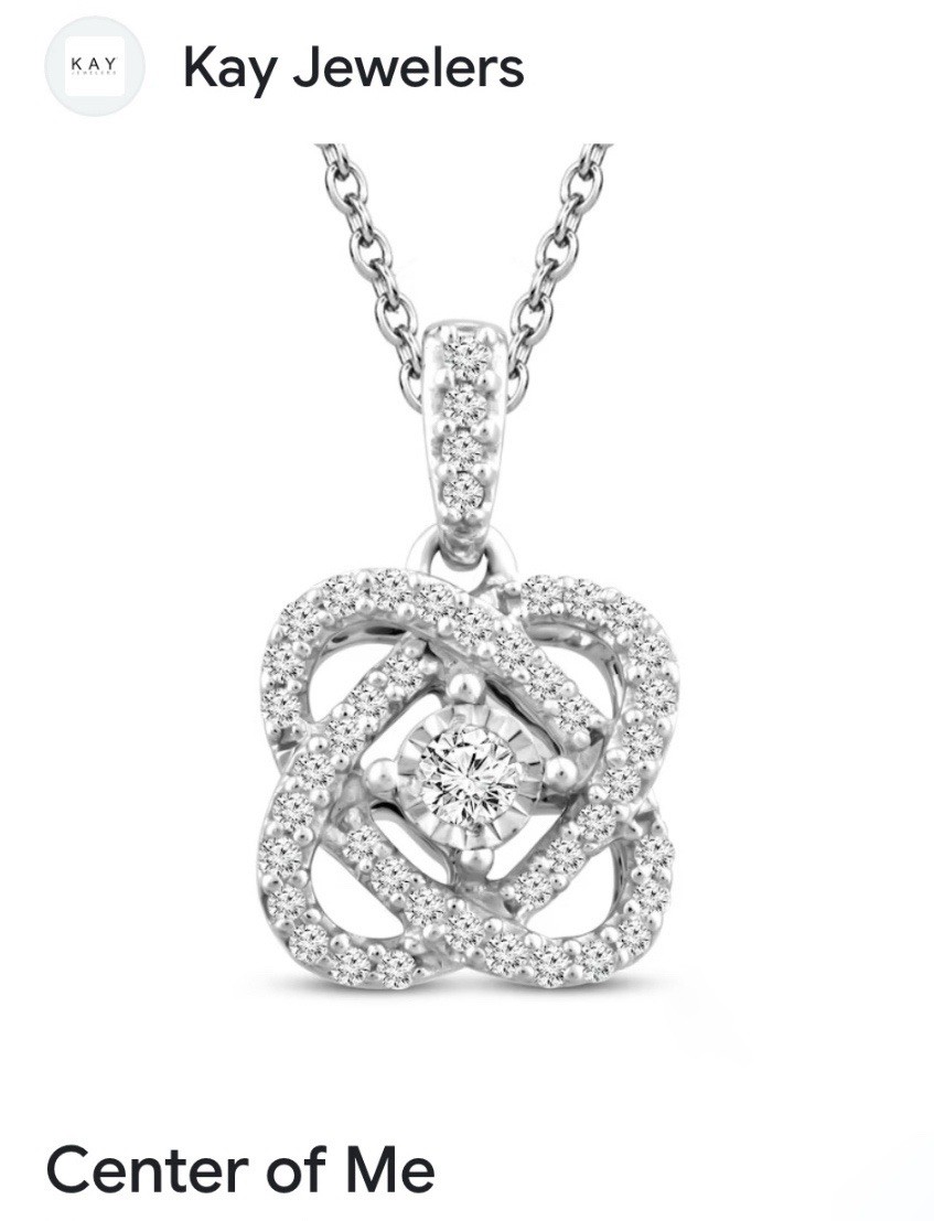 KAY~ Center Of Me Collection 1/10ct White Diamond 925 SS Necklace MRP~$300 NWT