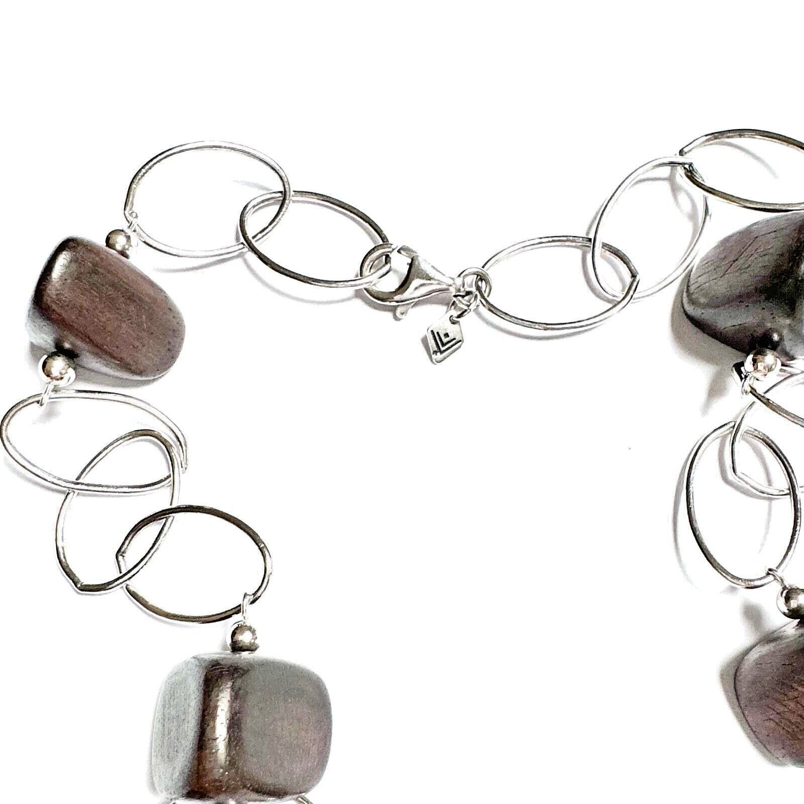 SILPADA Necklace Sterling Link Ebony Wood N1359 VERY GOOD CONDITION