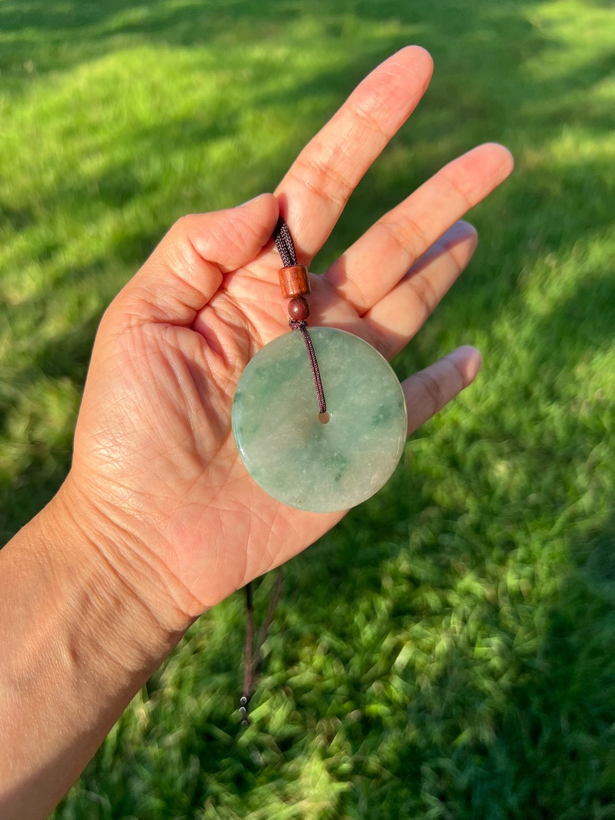 Icy Green 100% Natural Grade A Jadeite Jade Large PingAn Pendant B991 p3