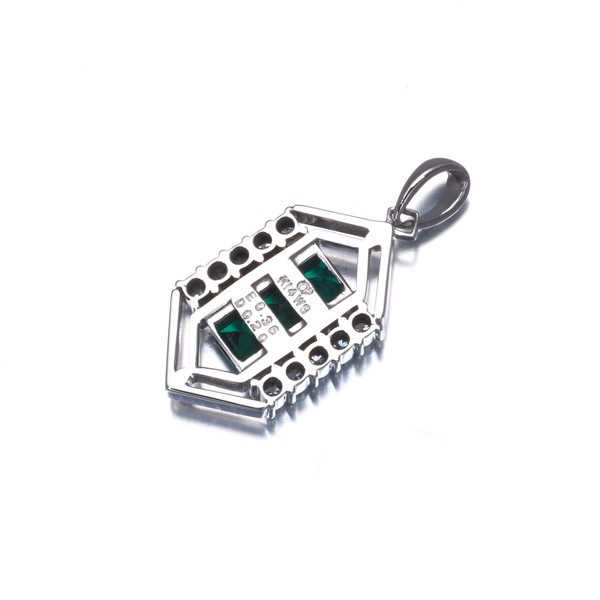 Auth CRESCENT VERT Pendant Lab-created Emerald 0.36ct Diamond 0.20ct 14K WG