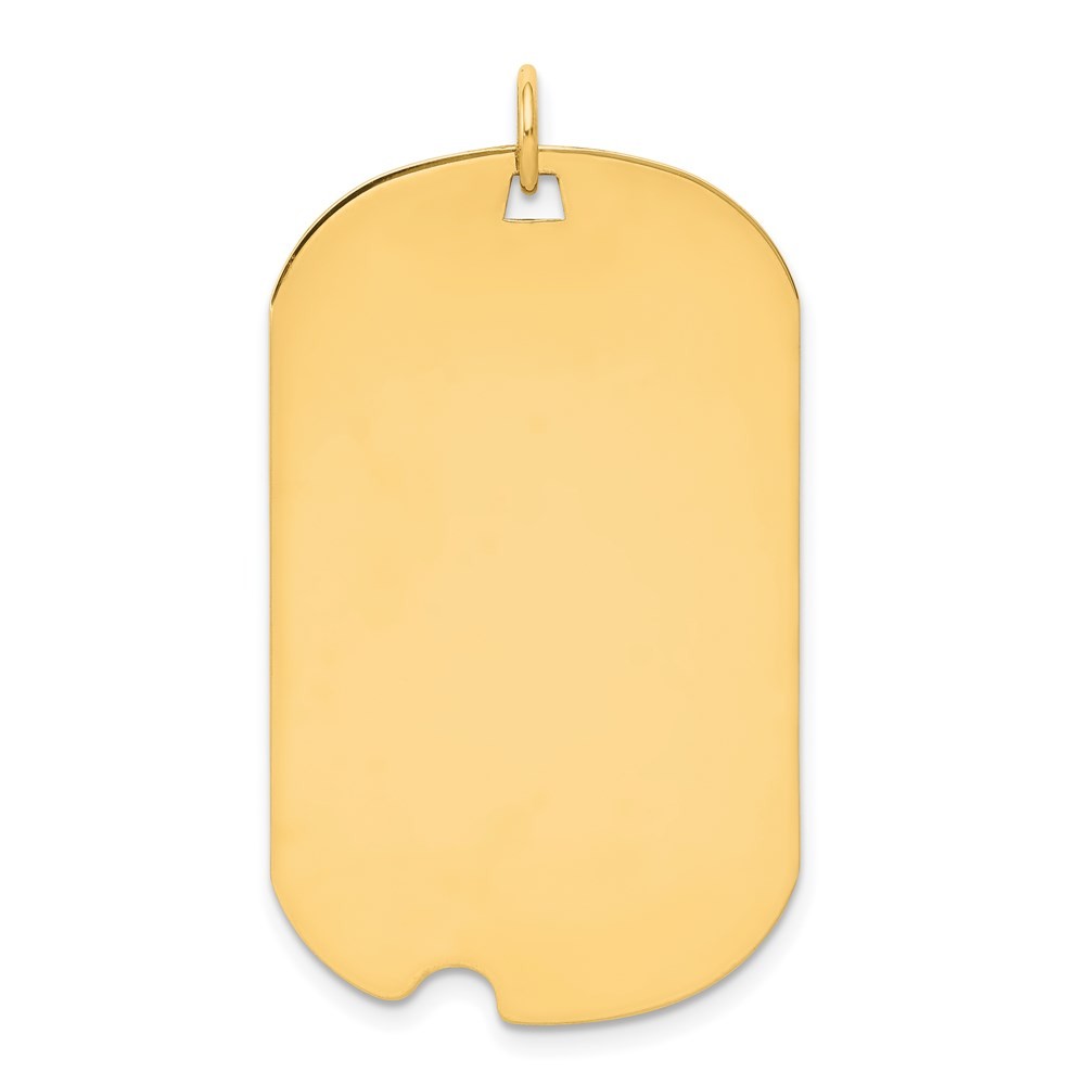 14k Yellow Gold .011 Gauge Engravable 37x23mm Dog Tag with Notch Disc Pendant