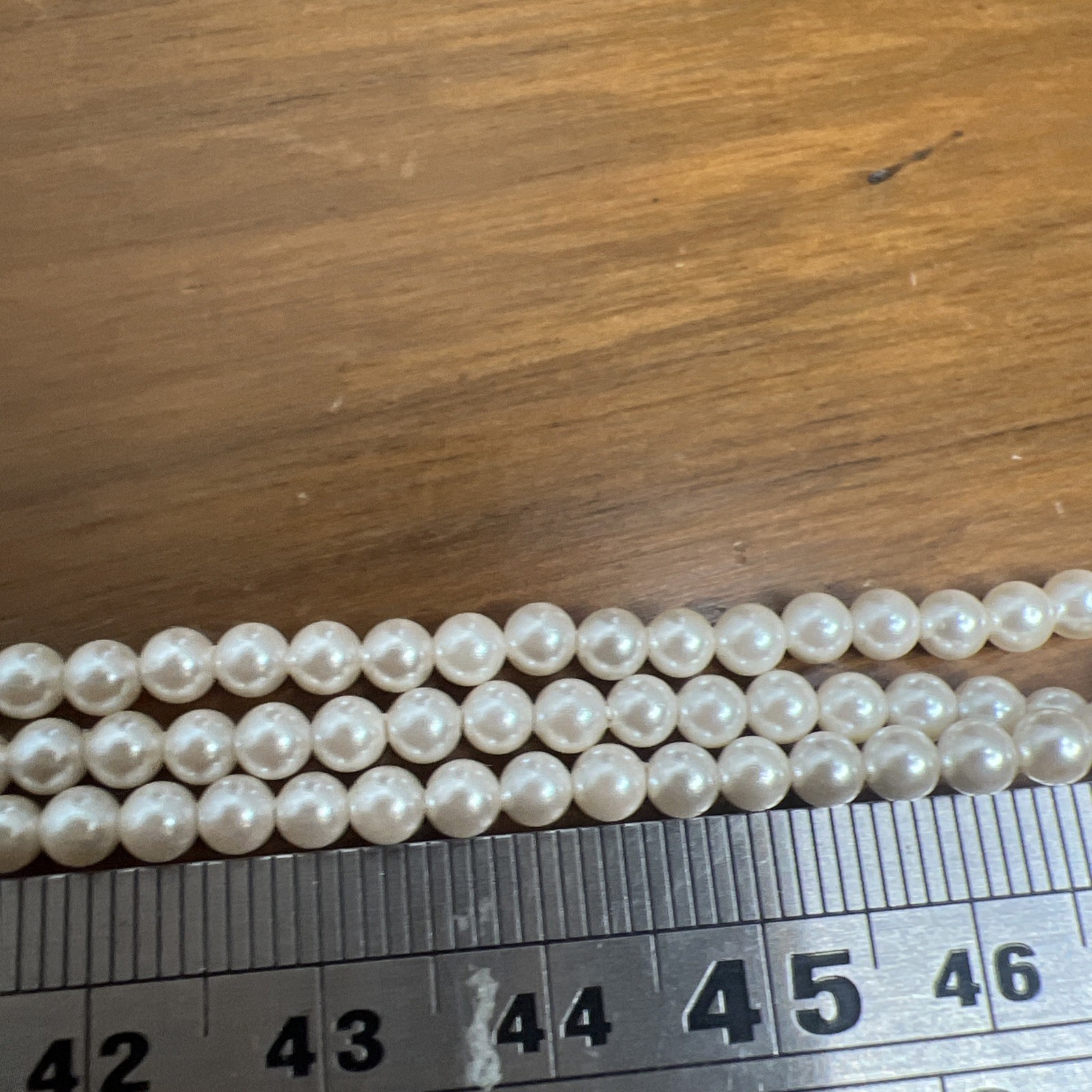 German Vintage G Silver 3 Strand Small Pearl Necklace Faux? ~ 19 Inch