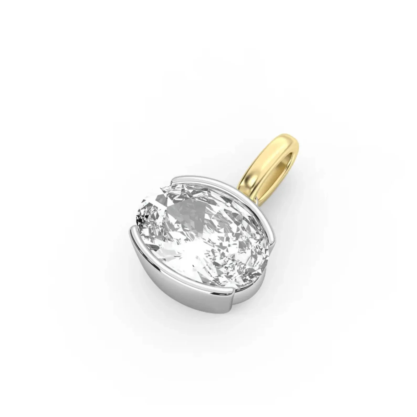 2.50Ct East West Oval Moissanite Pendant 925 Sterling Silver Teardrop Necklace
