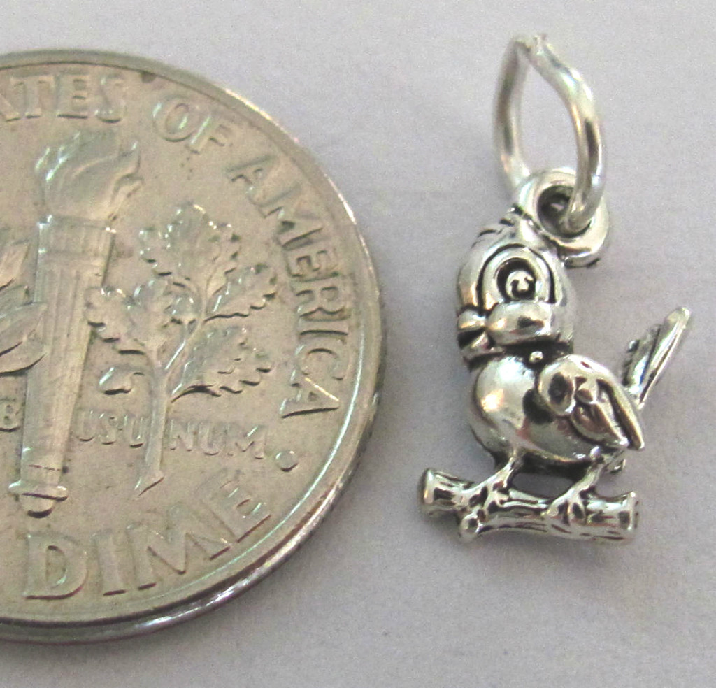 Very small Sterling Silver Bird mini tiny charm.