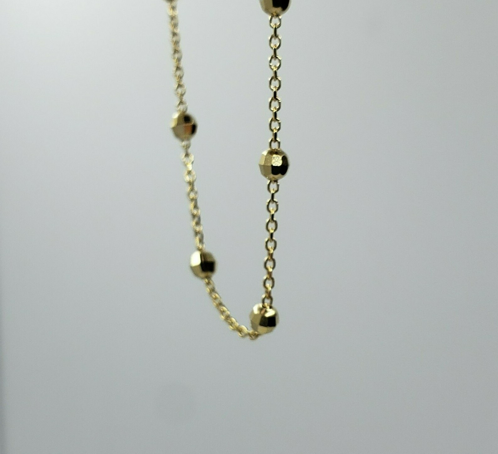 14K Solid Yellow Gold Station Ball Bead Rolo Bracelet Anklet 2mm 4mm 7″ 10″