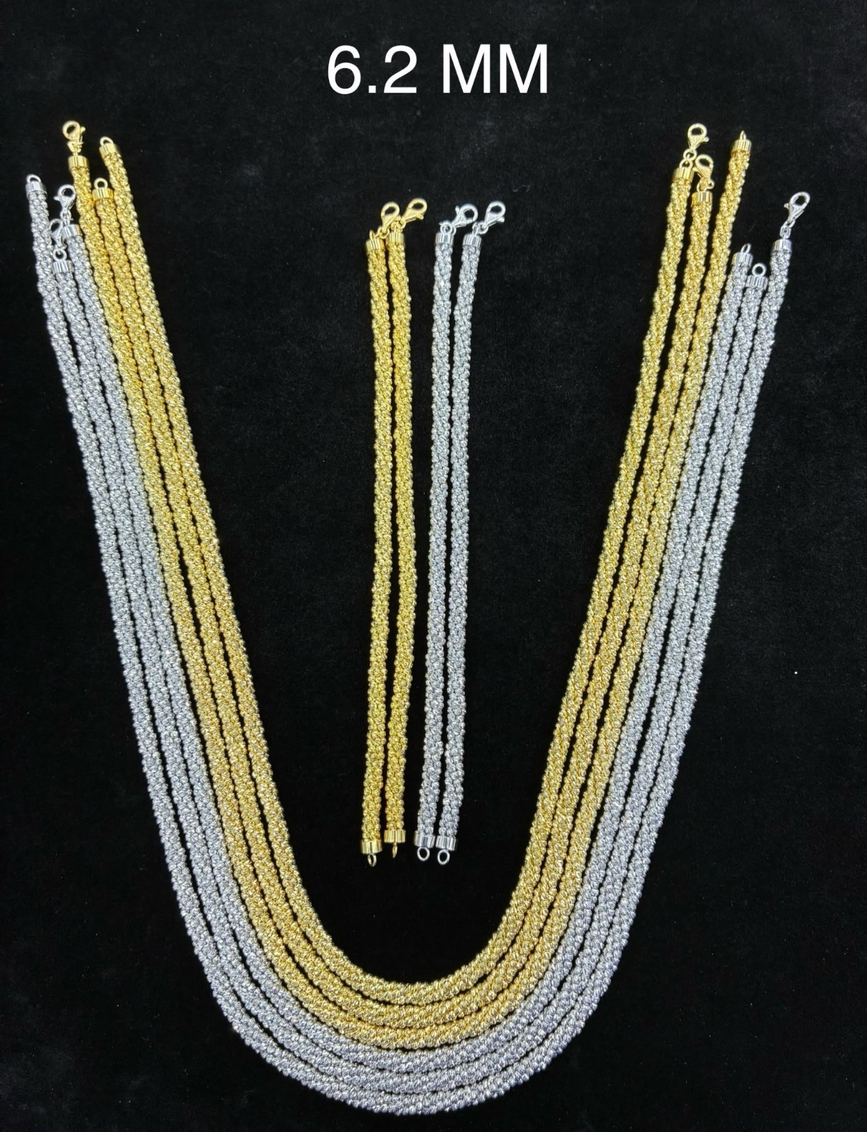 925 Sterling Silver Twisted Moon Cut Chain Necklace Bracelet Rhodium Gold Rose