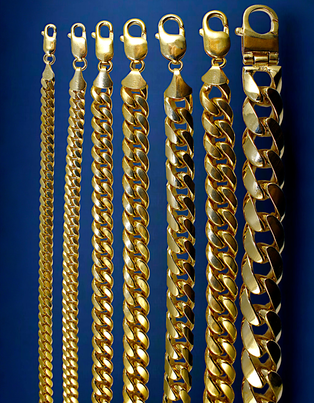 14K Yellow Gold SOLID Miami Cuban Necklace Bracelet Chain 2mm-12mm 7″-30″