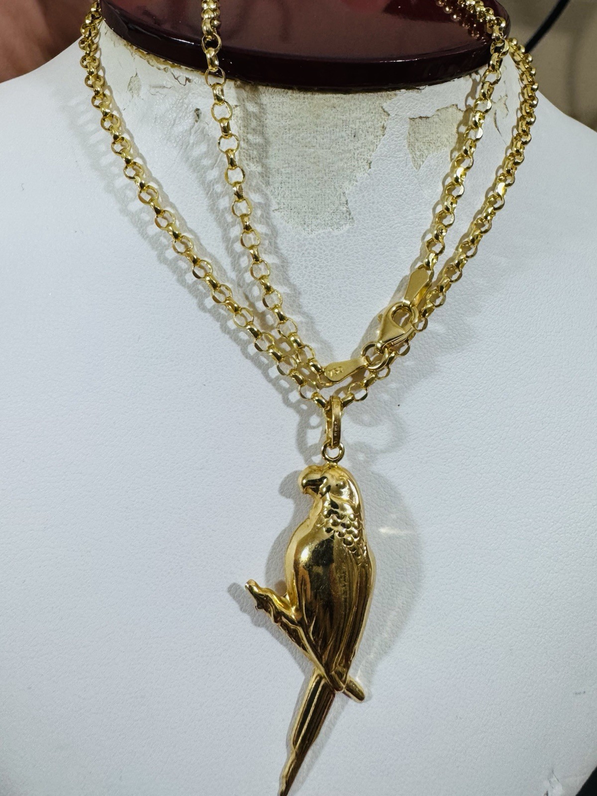 Solid 18K 750 Real Dubai Fine Gold Eagle Bird Set Necklace 18” long 3mm 5.9g