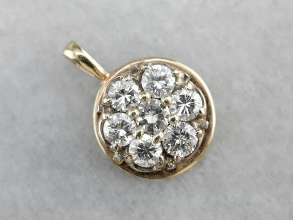 1CT Real Moissanite Lovely Circle Disc Style Pendant Necklace Yellow Gold Plated