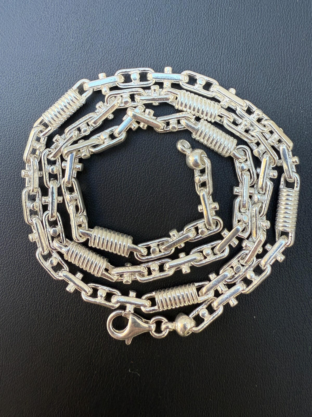 Real 925 Sterling Silver Handmade 5mm Spring Barrel Bullet Rolo Chain Necklace