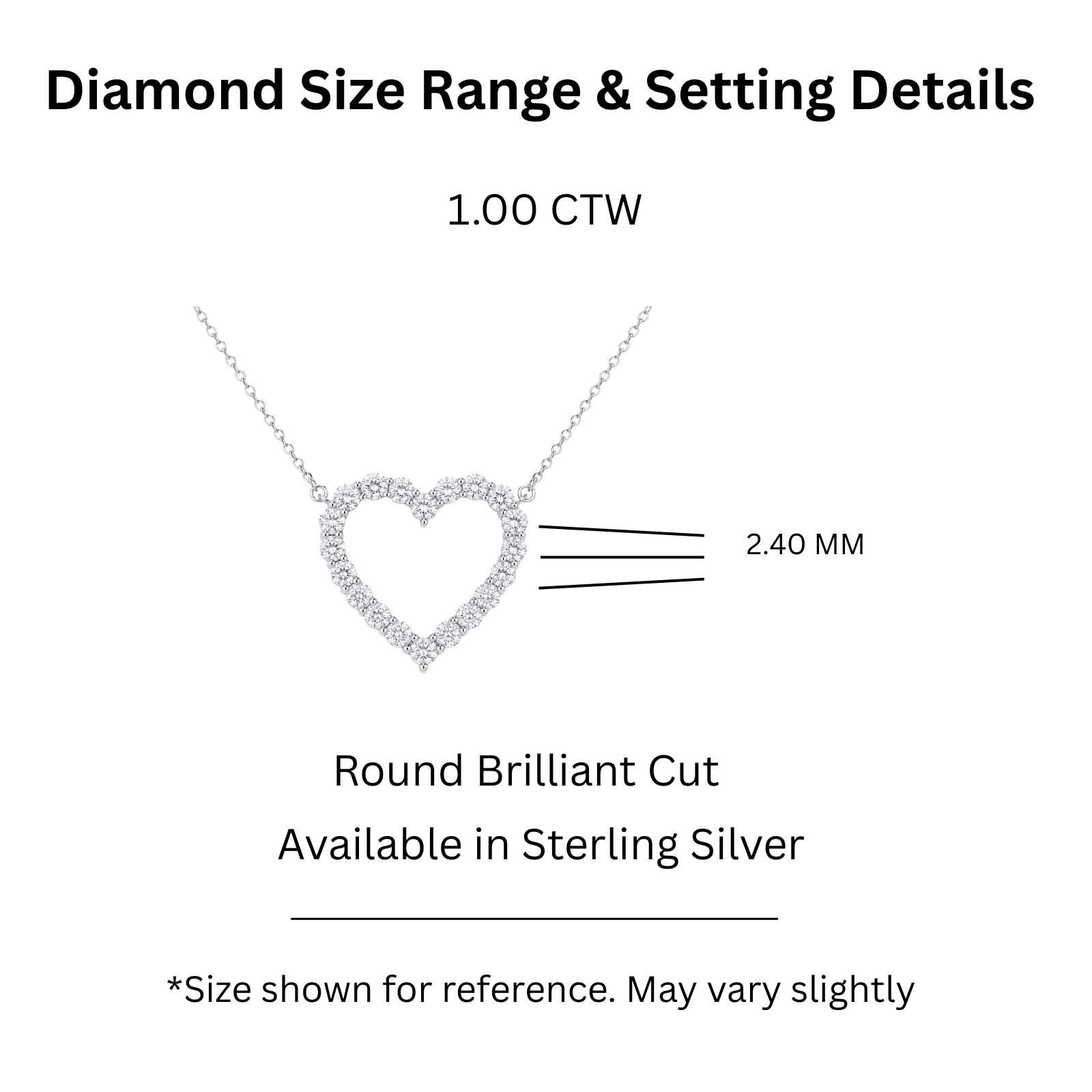 1.00ctw Round Cut F/VS+ Lab Grown Diamond Heart Pendant 925 Sterling Silver