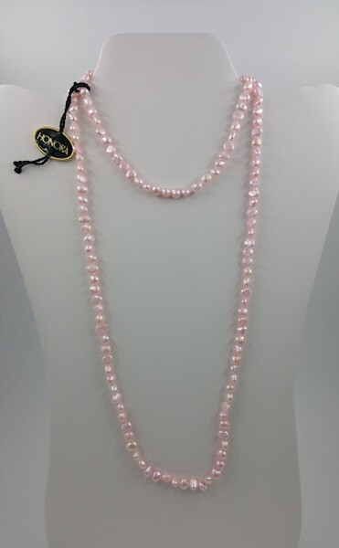 HONORA 36in New Pink Freshwater Off Round Button Potato Pearl Necklace
