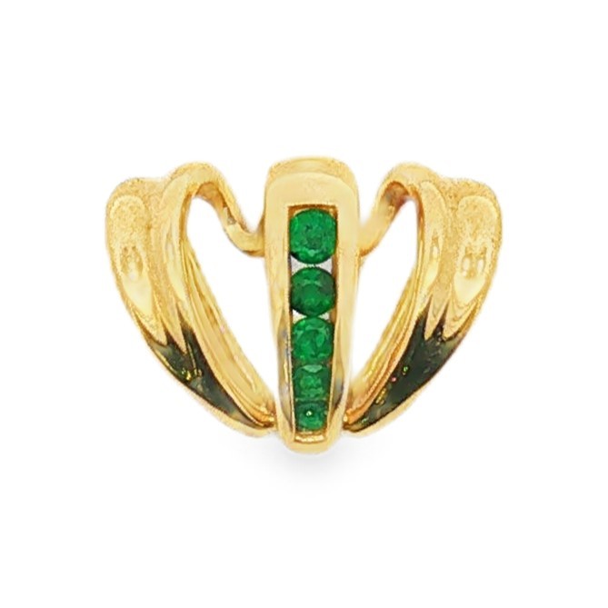 Vintage 14K Yellow Gold Emerald Slide Pendant 0.75″