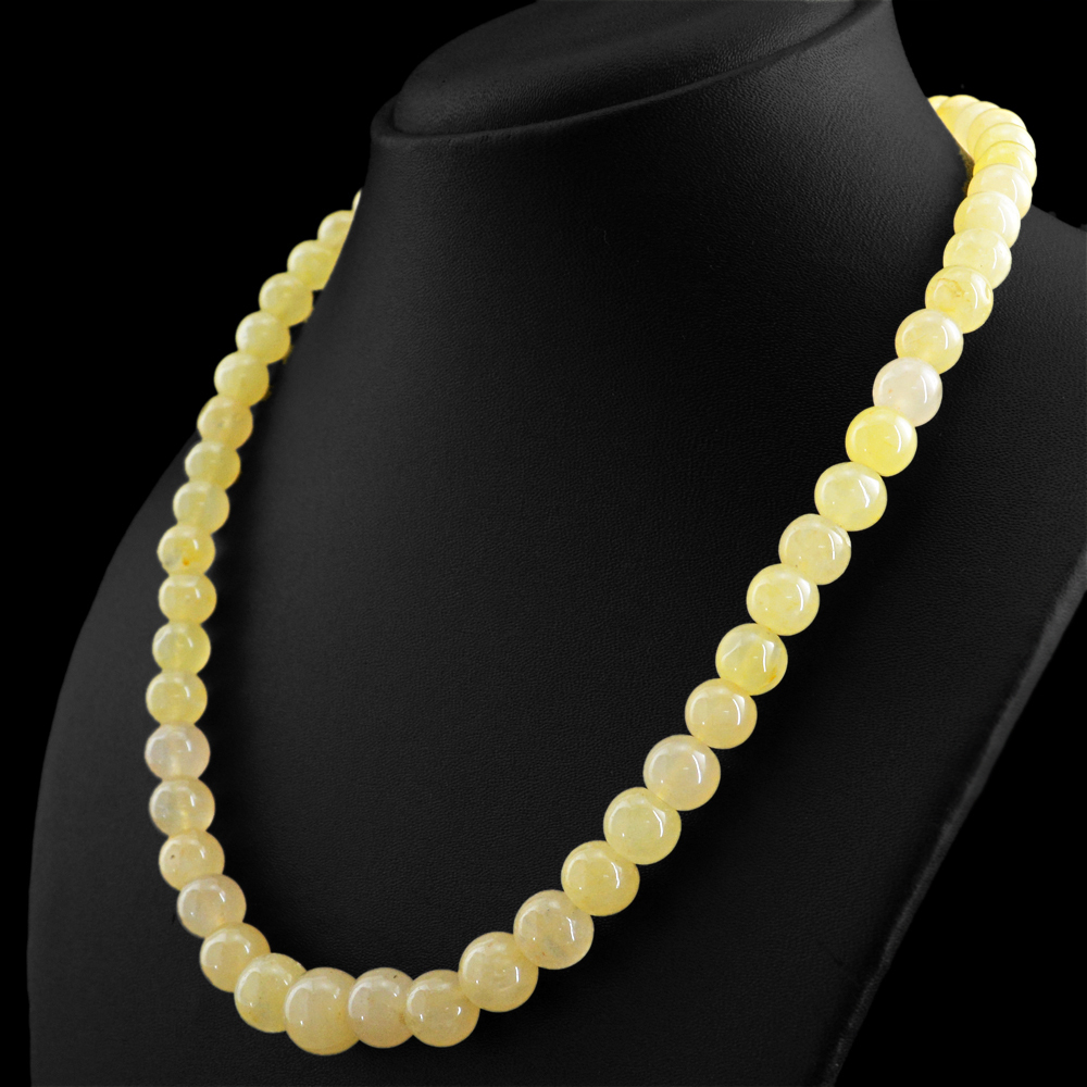 RARE 340.50 CTS EARTH MINED RICH YELLOW AVENTURINE ROUND SHAPE BEADS NECKLACE