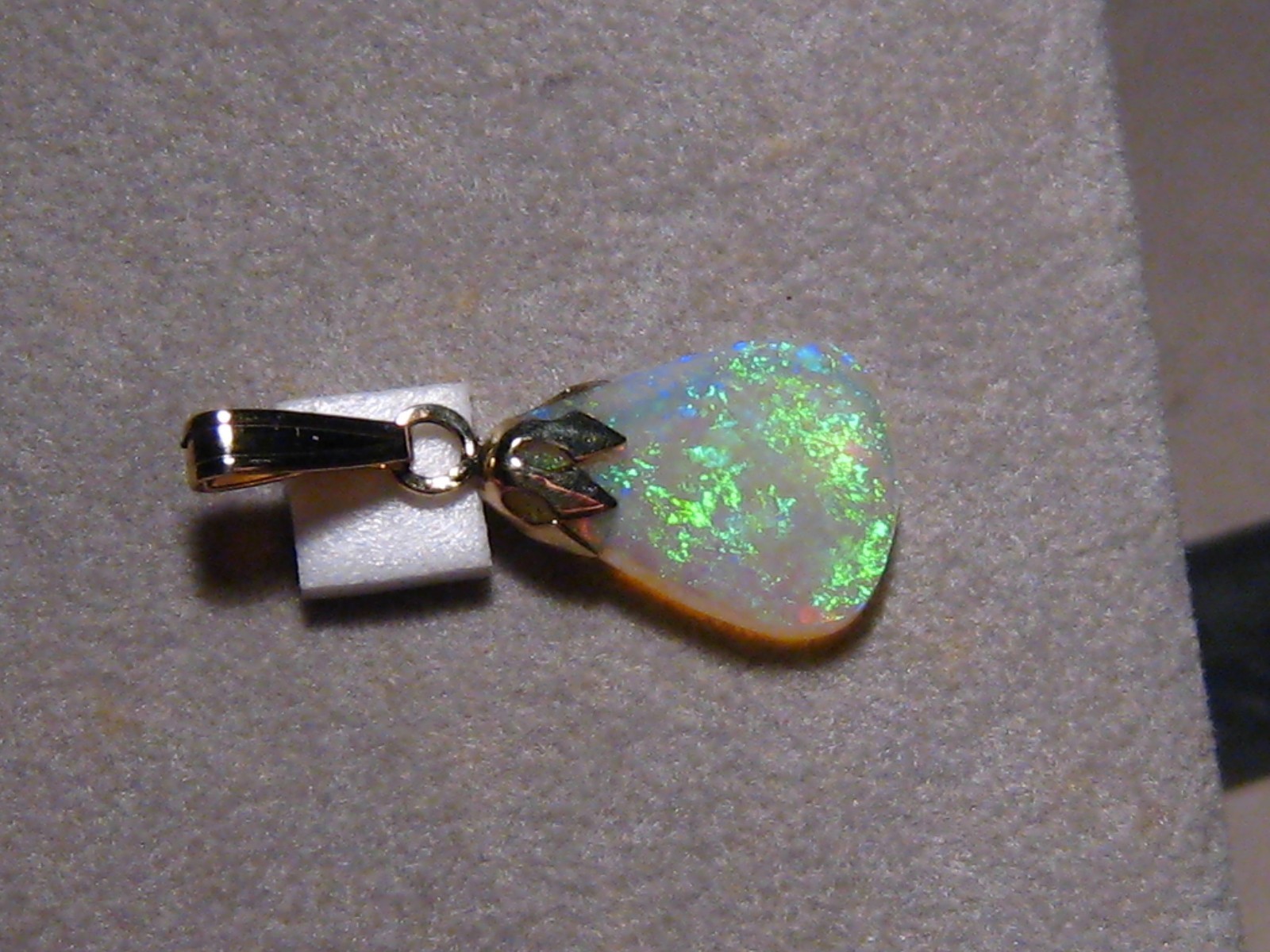 2.5 ct. Neon Green Opal Pendant , Solid 14k Yellow Gold