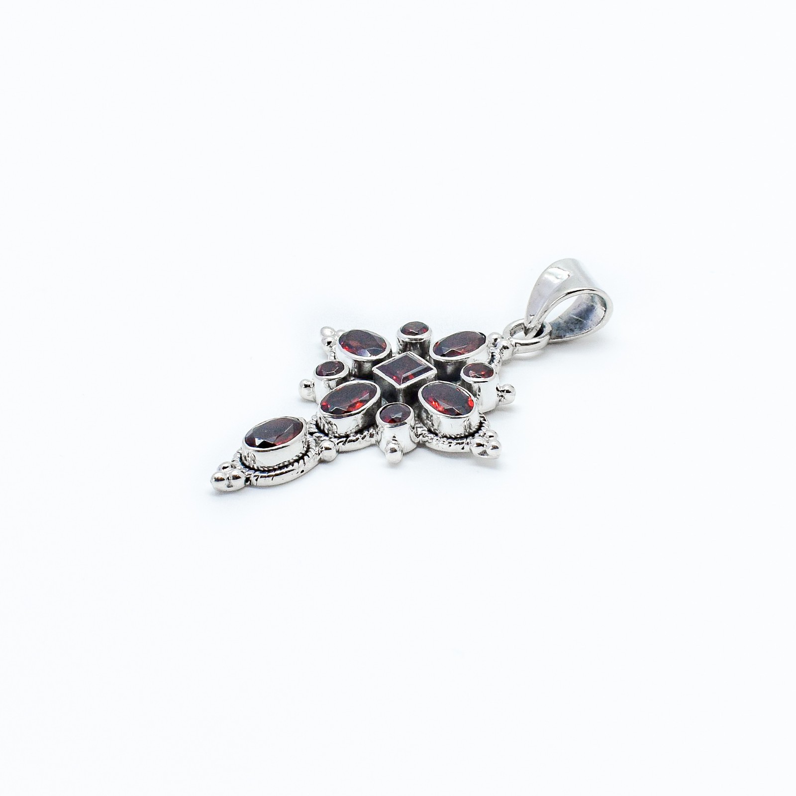925 Sterling Silver Natural Red Garnet Cross Pendant Women’s Jewelry Gift