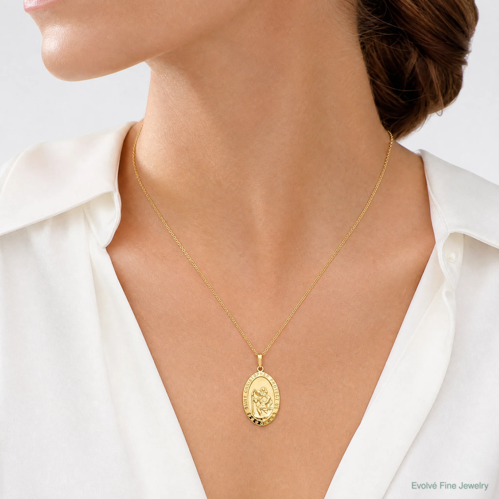 10K / 14K Yellow Gold Saint Christopher Medal Pendant