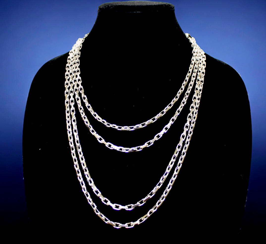 14K White Gold SOLID Rolo Cable Necklace Bracelet Chain Link 2.5mm-5mm 7″-30″