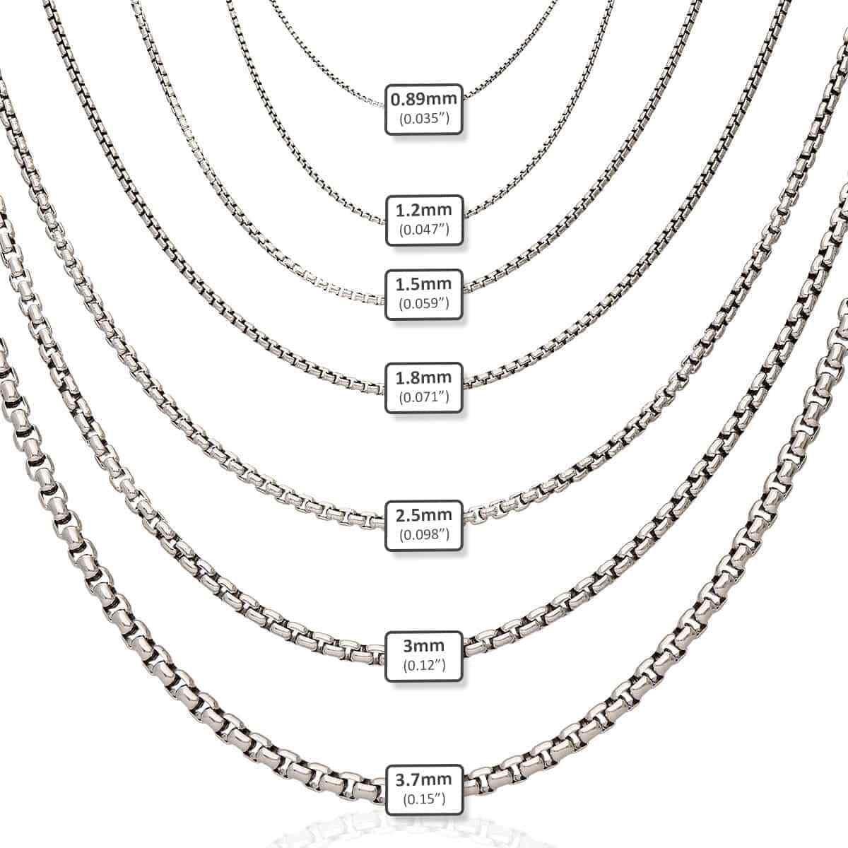 925 Sterling Silver Rhodium Italian Solid Round Box Chain 0.85-3.7mm 16-30″