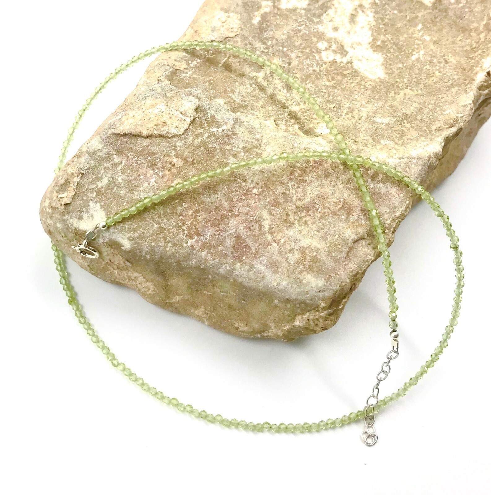 Genuine Peridot Beads 925 Silver Necklace Jewelry Women Handmade USA SELLER