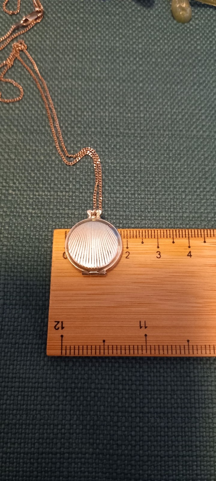 Vintage Small 835 Silver Reversible Art Deco Locket On A Later 925 18 ” Chain