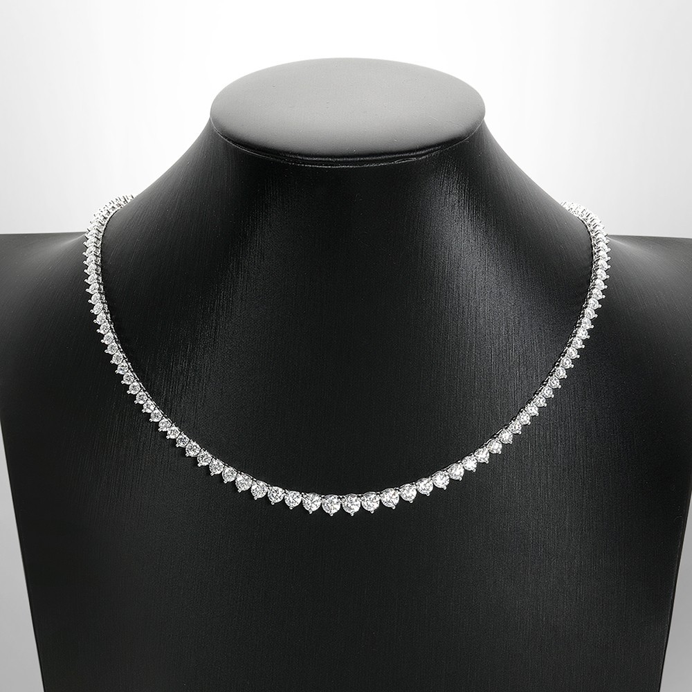 Real Round Gradient Moissanite Tennis Necklace 925 Sterling Silver Hip Hop Chain