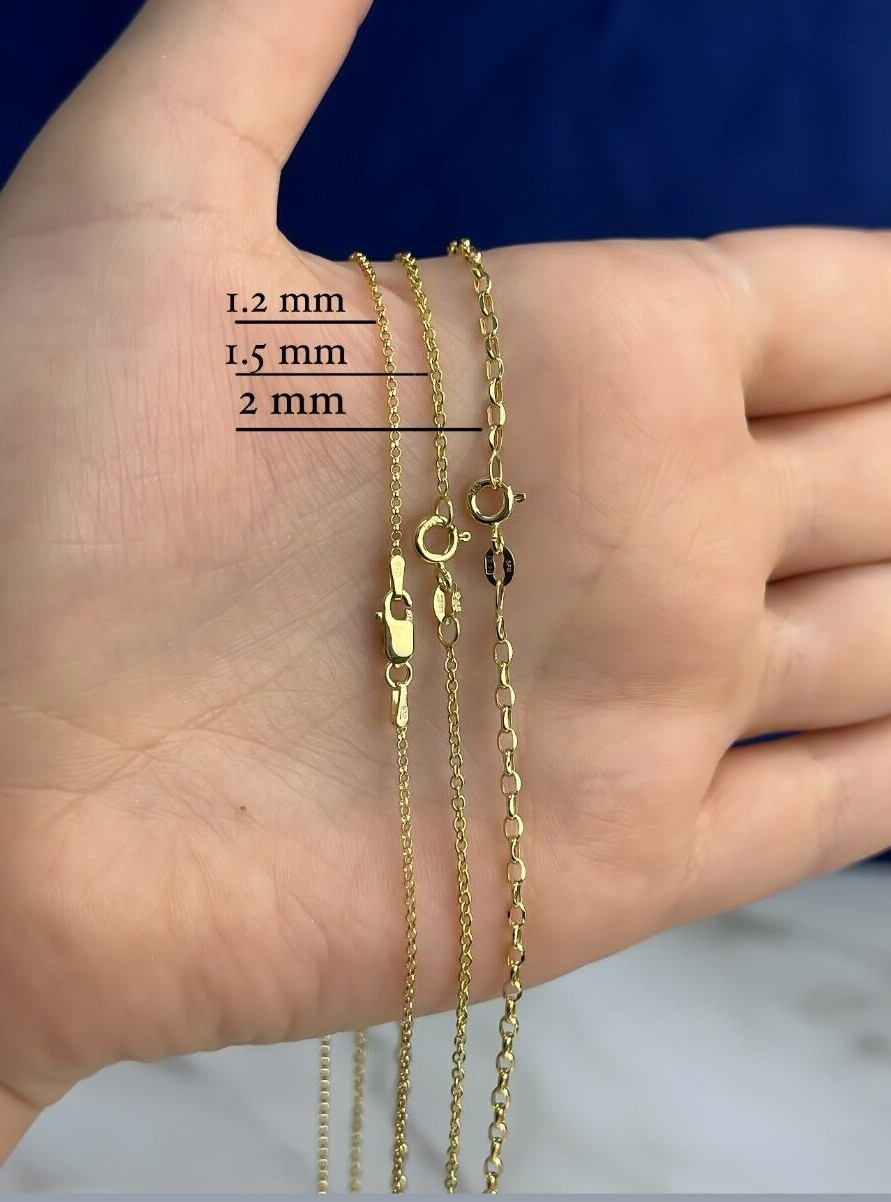 14k SOLID Gold Rolo Link 1.2mm 2mm Chain Rolo Link Necklace 16″ 18″ – Cadena Oro