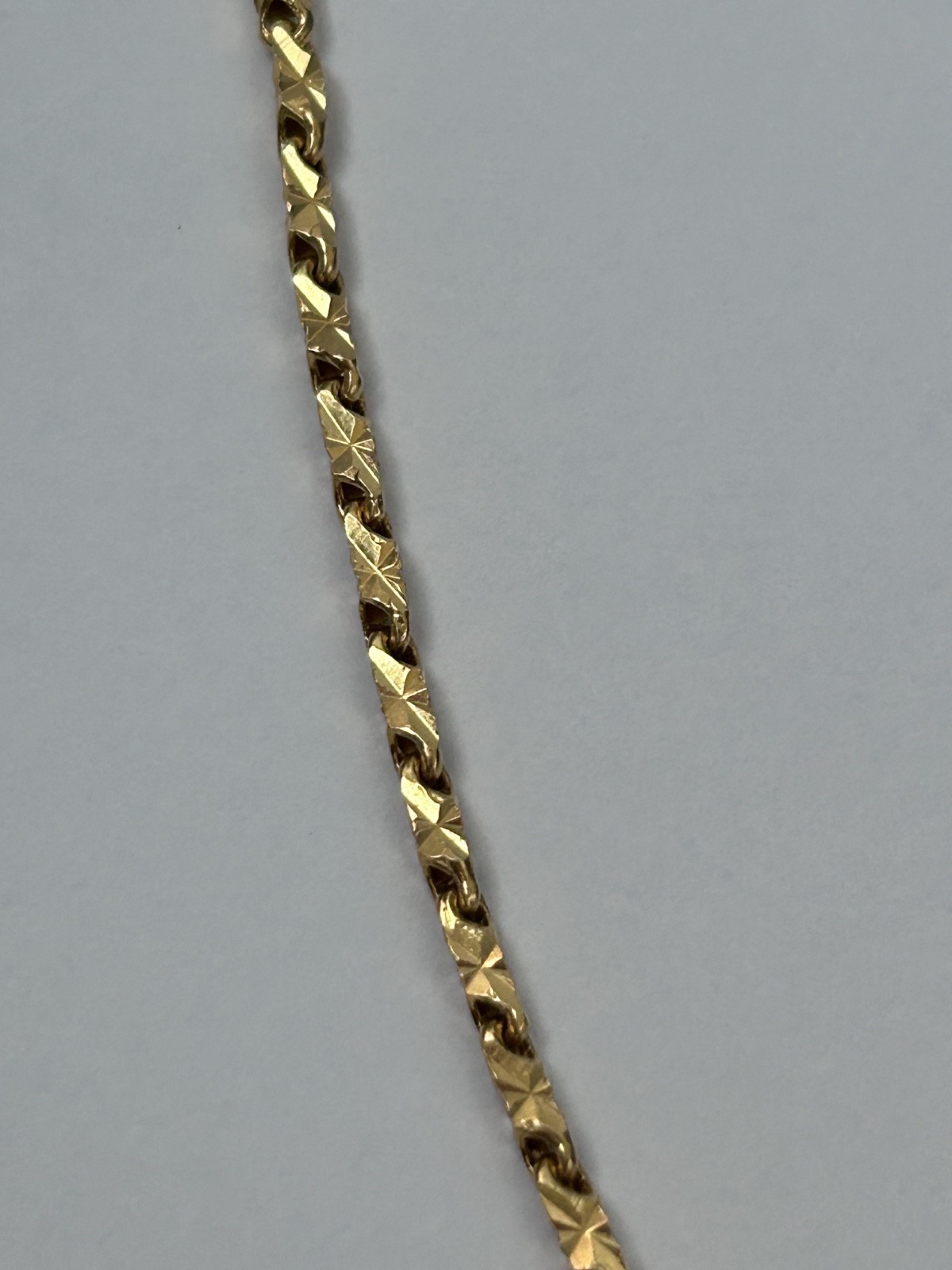 21K Solid Yellow Gold Box Bar Link Chain Necklace