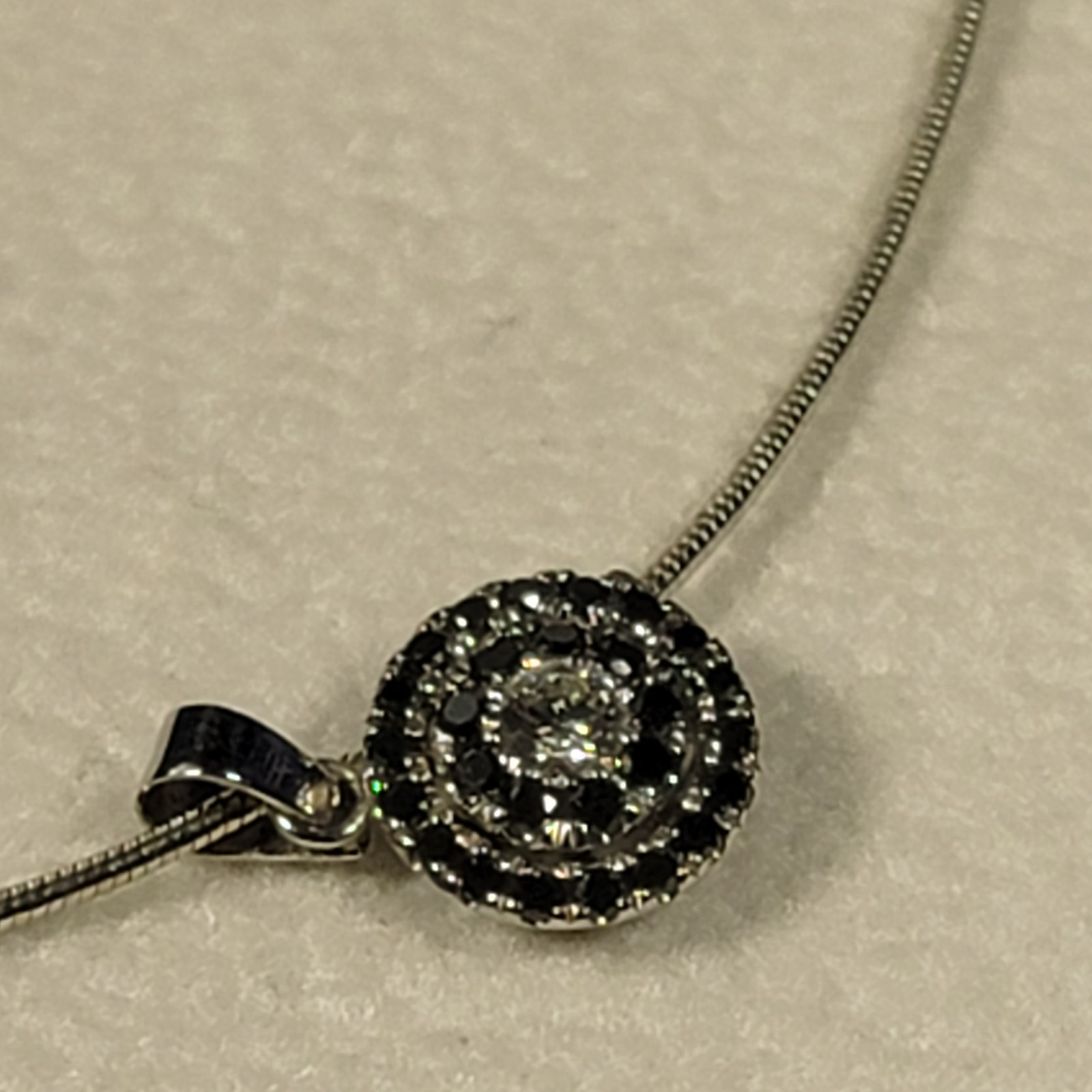Safi Kilima 14K White Gold Tanzanite Black Diamond Pendant Necklace 6.21g