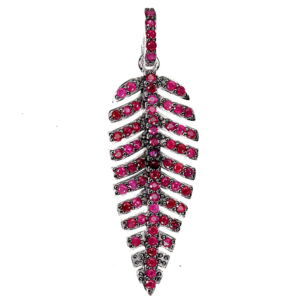 925 Sterling Silver Pendant Ruby Myanmar Round Diamond Cut Gemstone Jewelry