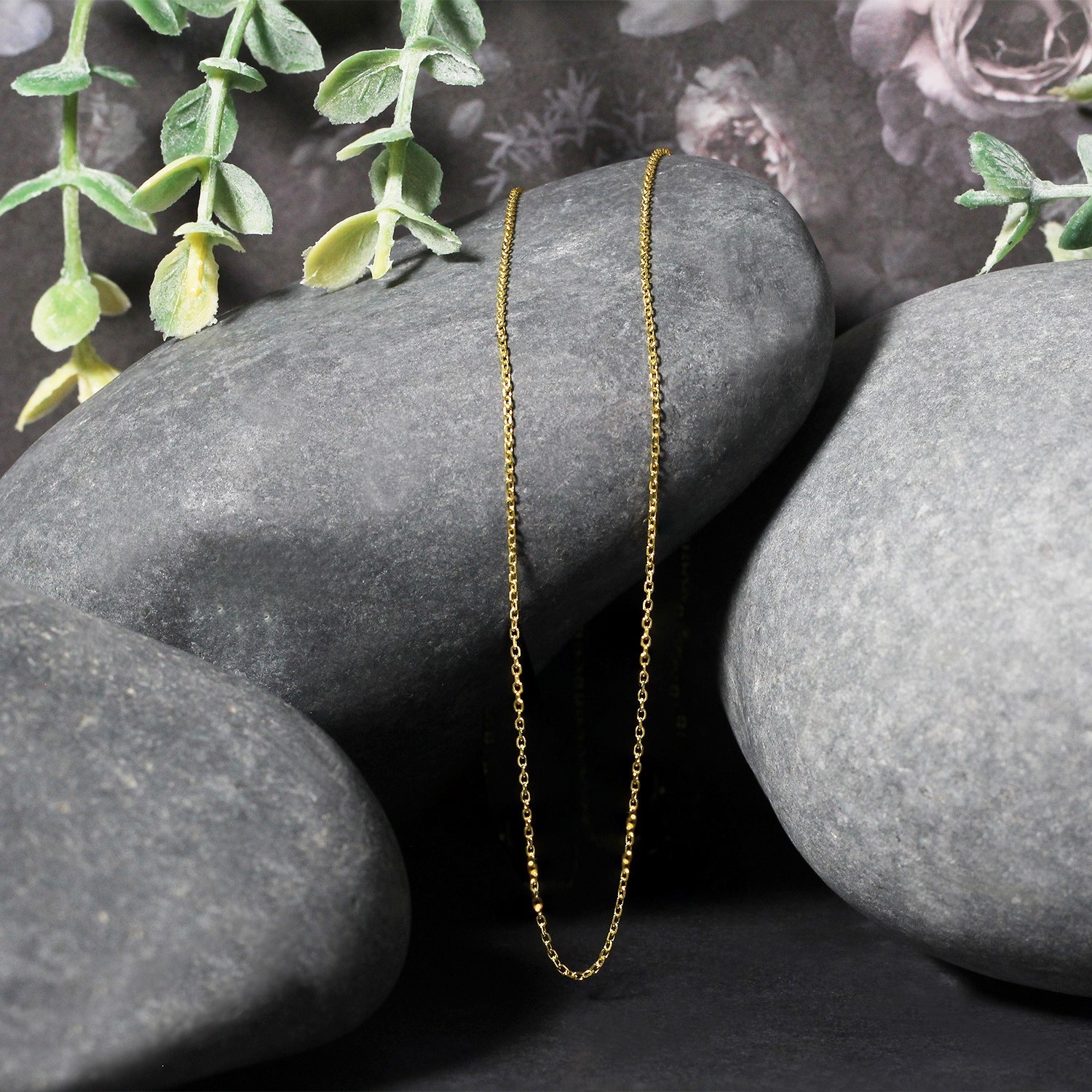 Diamond Cut Cable Link Chain, 18K Yellow Gold, Sizes 16-18, 0.80 mm, Sparkle