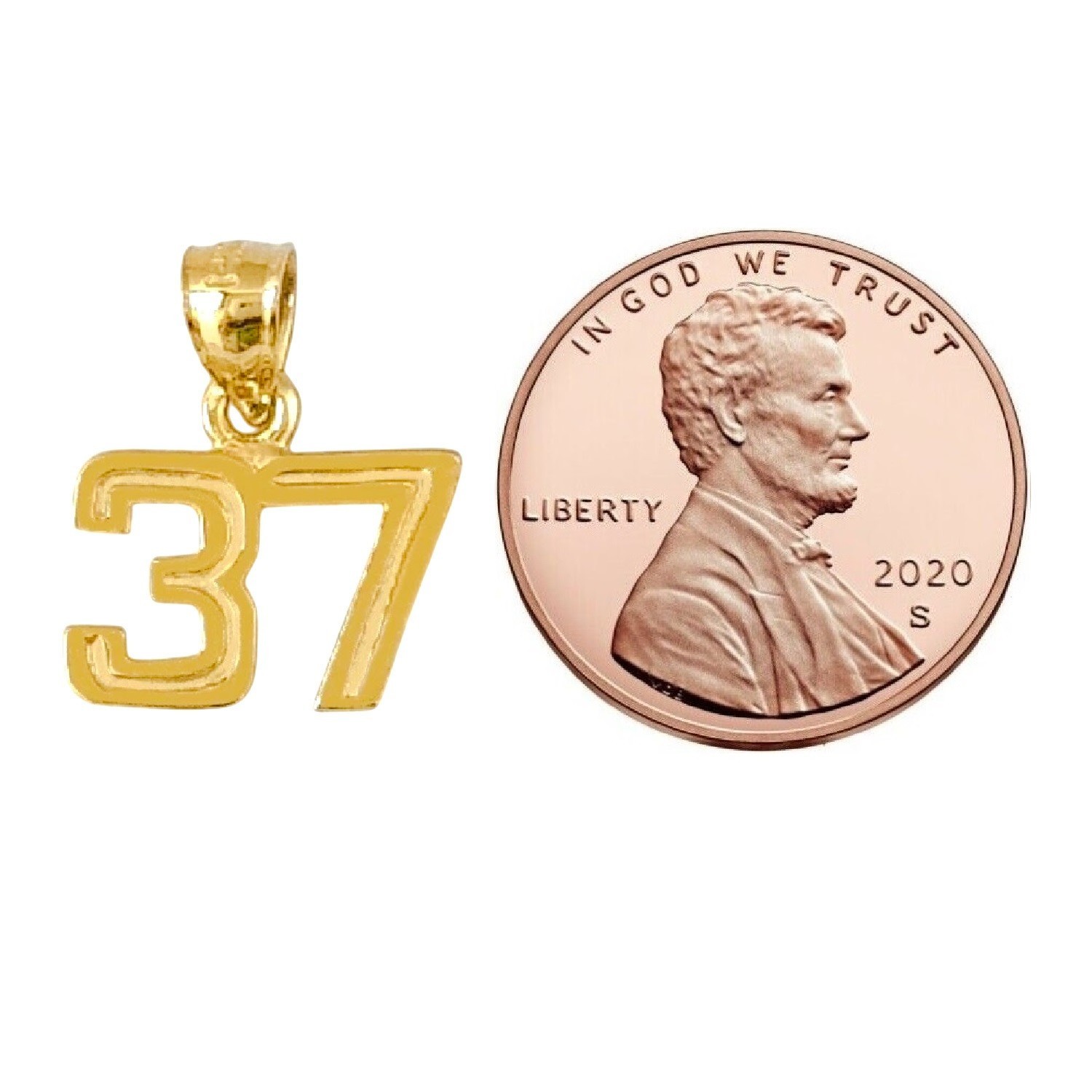0 to 50 Any One 14K Yellow Gold Number Pendant / Charm, Made in USA