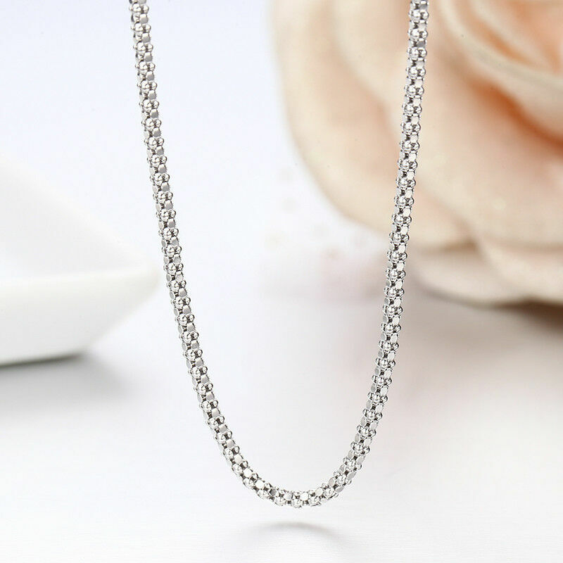 1.8MM Solid 925 Sterling Silver Italian POPCORN CHAIN Necklace Italy 925 Stamped