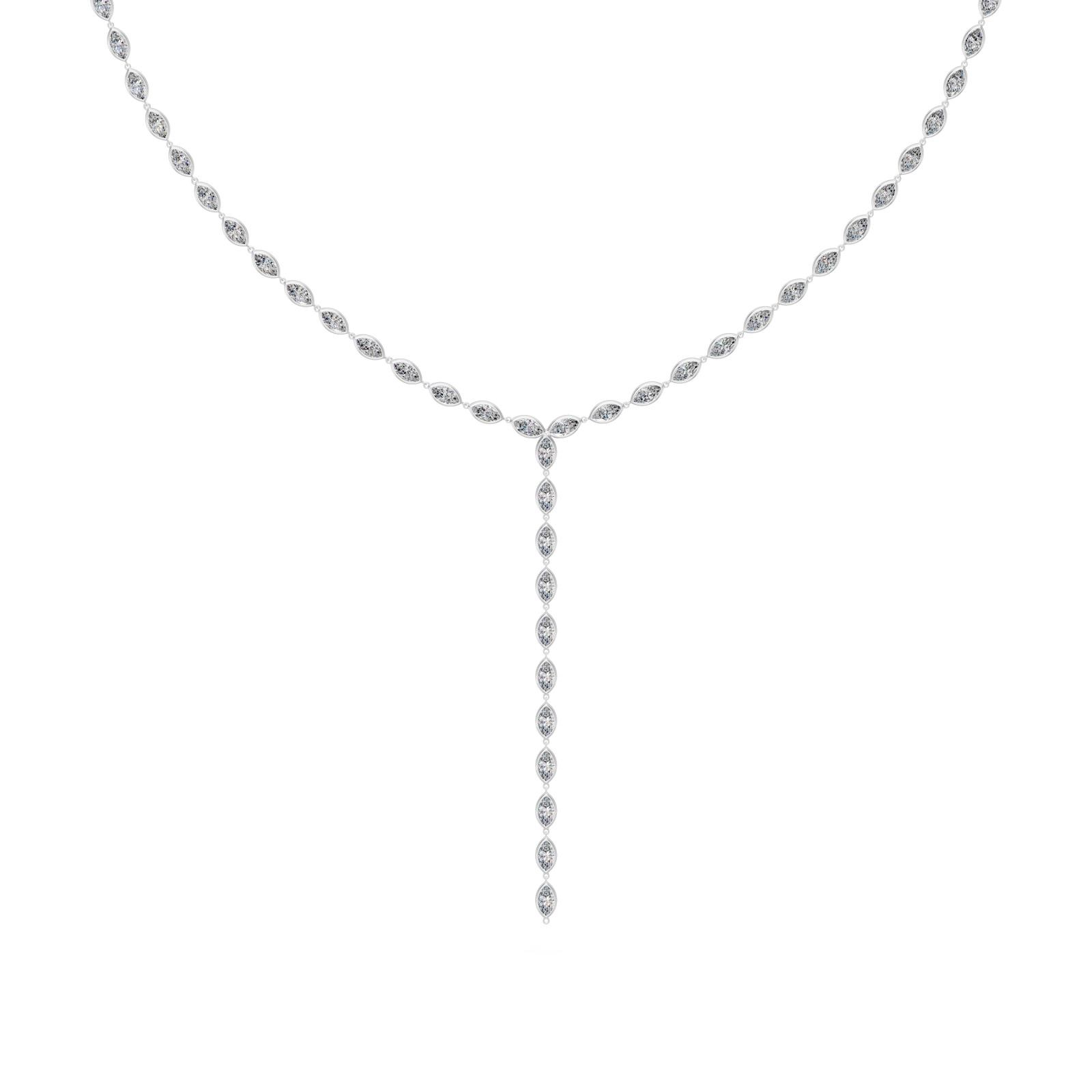 6 Ct Marquise Cut Diamond Lariat Necklace VS1 D-F White Gold 14k