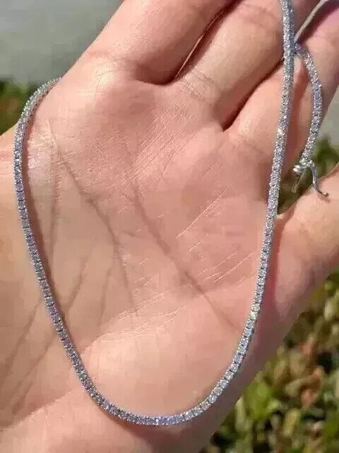 20CT Round Cut Created Diamond Women’s Tennis Necklace 14K White Gold Finish 18″