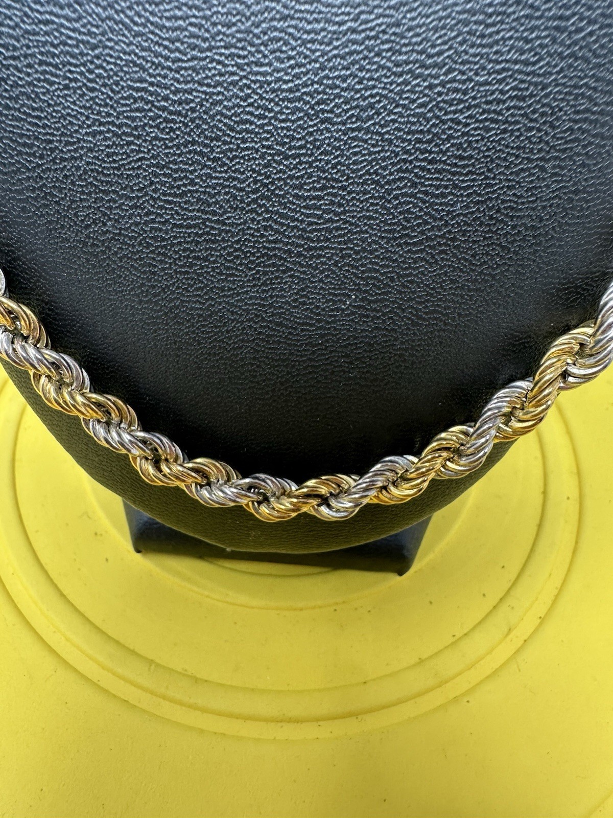 Sterling Silver Gold Plated & Silver Twisted Necklace Beautiful Modern 36g 22in