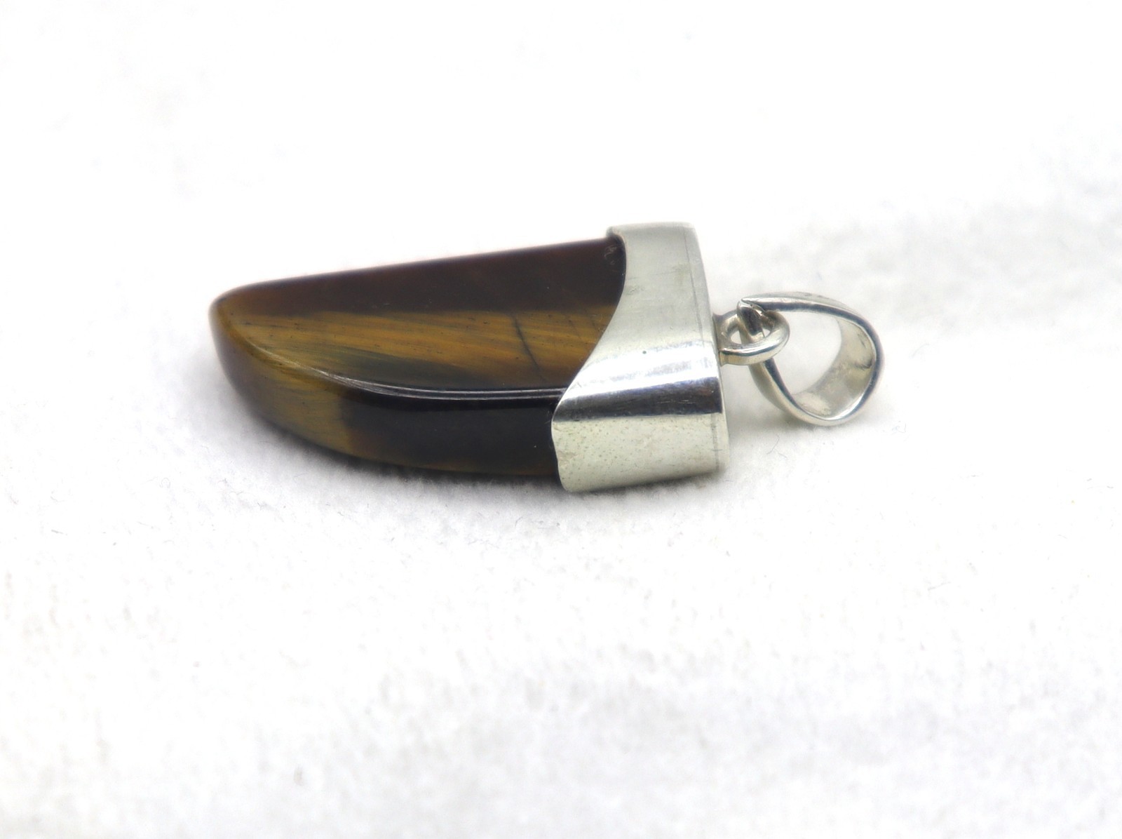 925 Sterling Silver Natural Tiger Eye Brown Color Gemstone 1.3 Inch Pendant