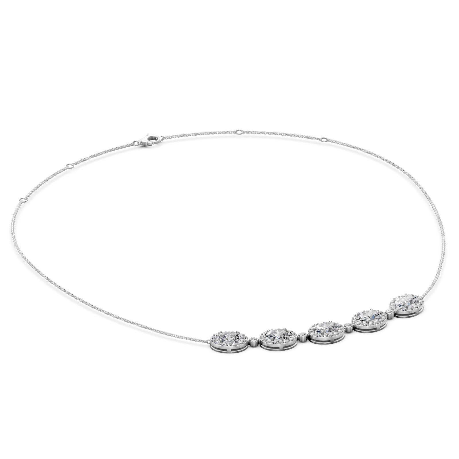 4.8 Ct Oval Round Cut Diamond Chain Necklace VS1 D-F White Gold 14k
