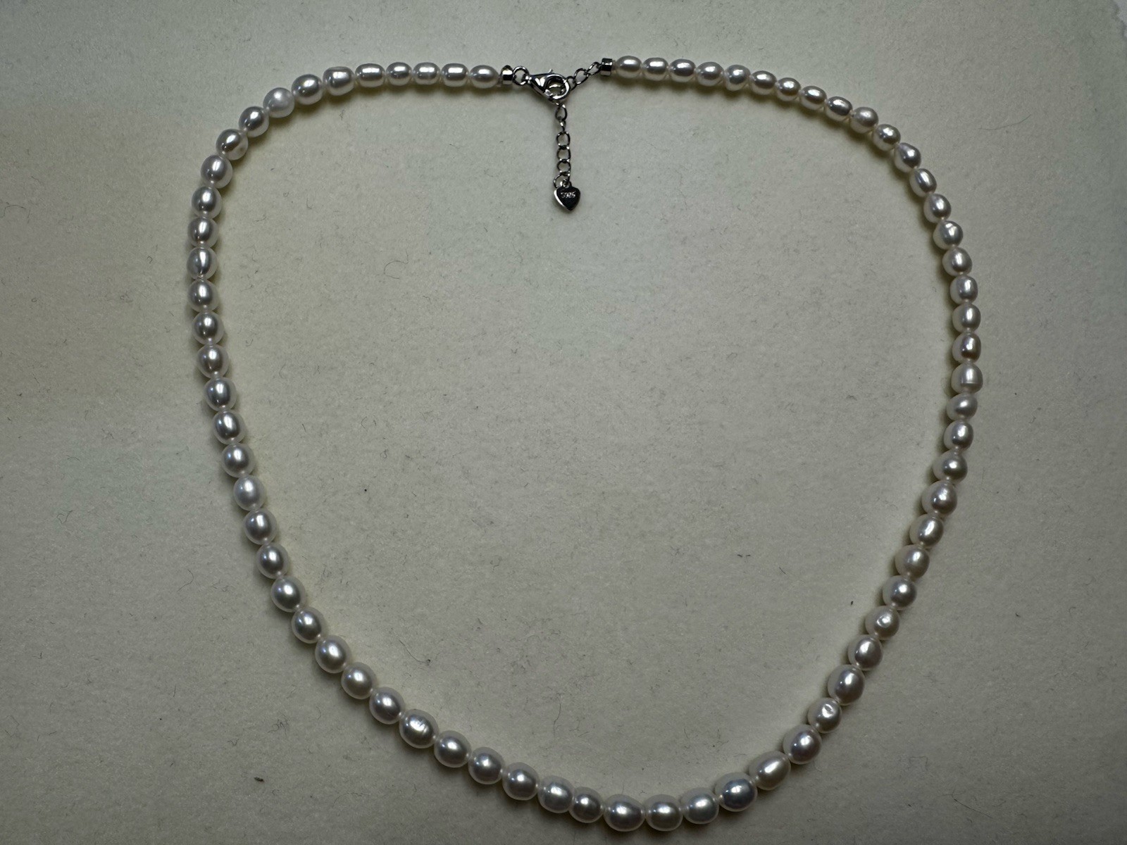 16-17 inches 4-5.5mm freshwater white pearl necklace 925 sterling silver new