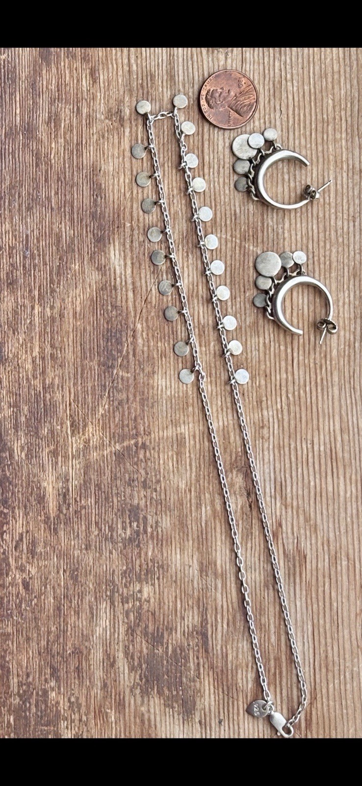 Me & Ro RARE Sterling Silver Tibetan Necklace & Earrings Cable Chain Stamped